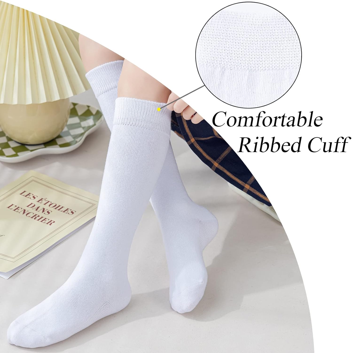 Girls' Knee High Cable Knit/Ribbed School Uniform Socks - 3/6 Pack Seamless Tube Socks for Kids Soccer - Unisex, 3-14 Years - Image 5