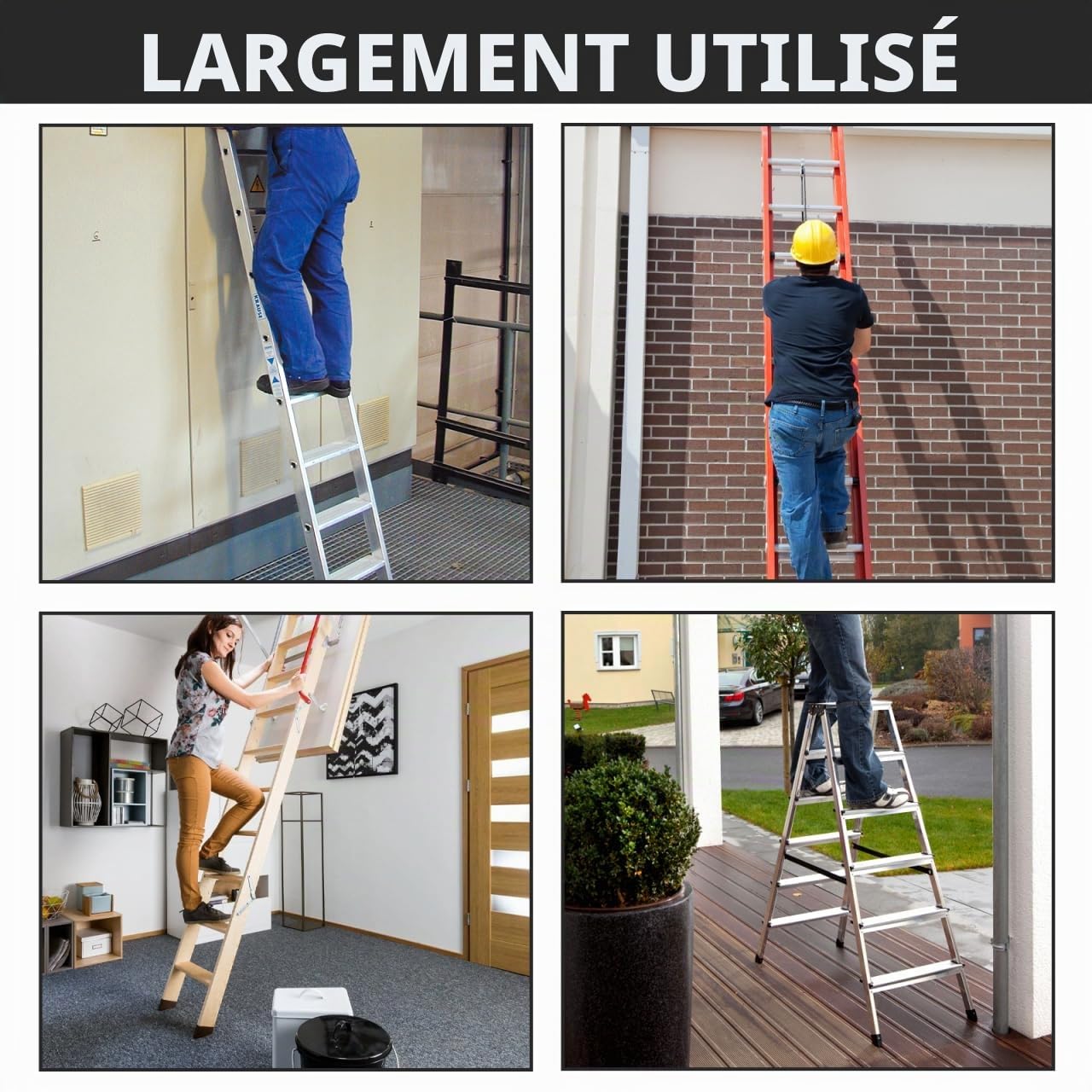 HOMSFOU Pied Escabeau 35x20 en Caoutchouc Noir Antidérapant, Patins pour Échelle Résistants à L'usure, Lot de 4 Pièces de Tapis de Marchepied de Rechange pour Sécurité et Protection