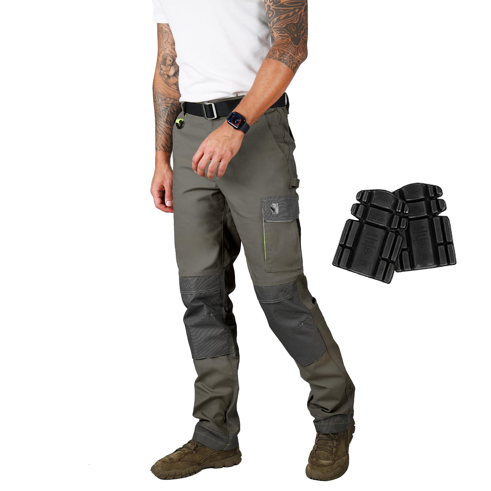 Ellobird Men's Construction Work Pant Double Knee Stretch Trousers Pants