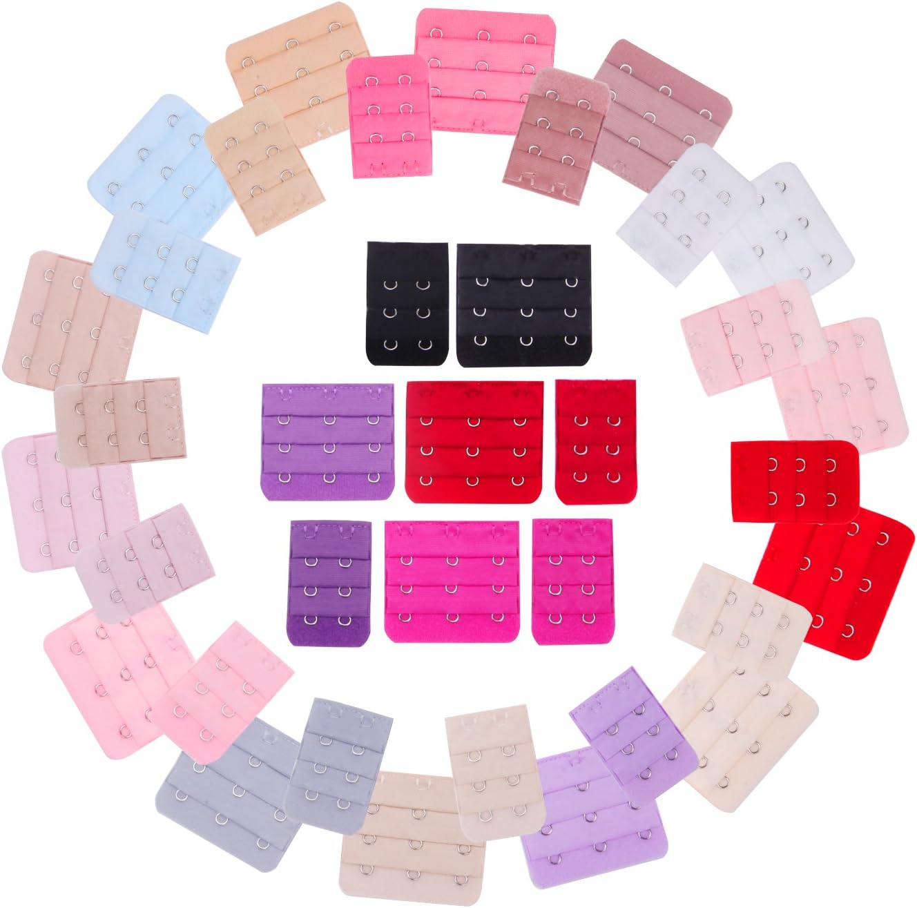 40 Pieces Bra Extender 2 Hooks/3 Hooks Bra Band Strap Extensions for Women, 20 Colors
