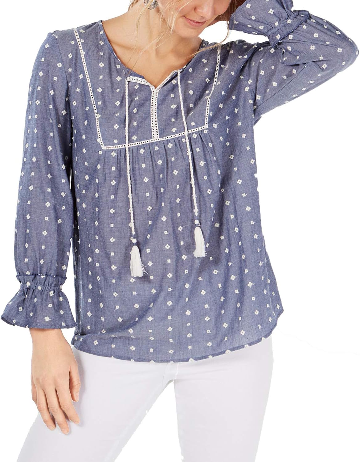 chambray peasant top