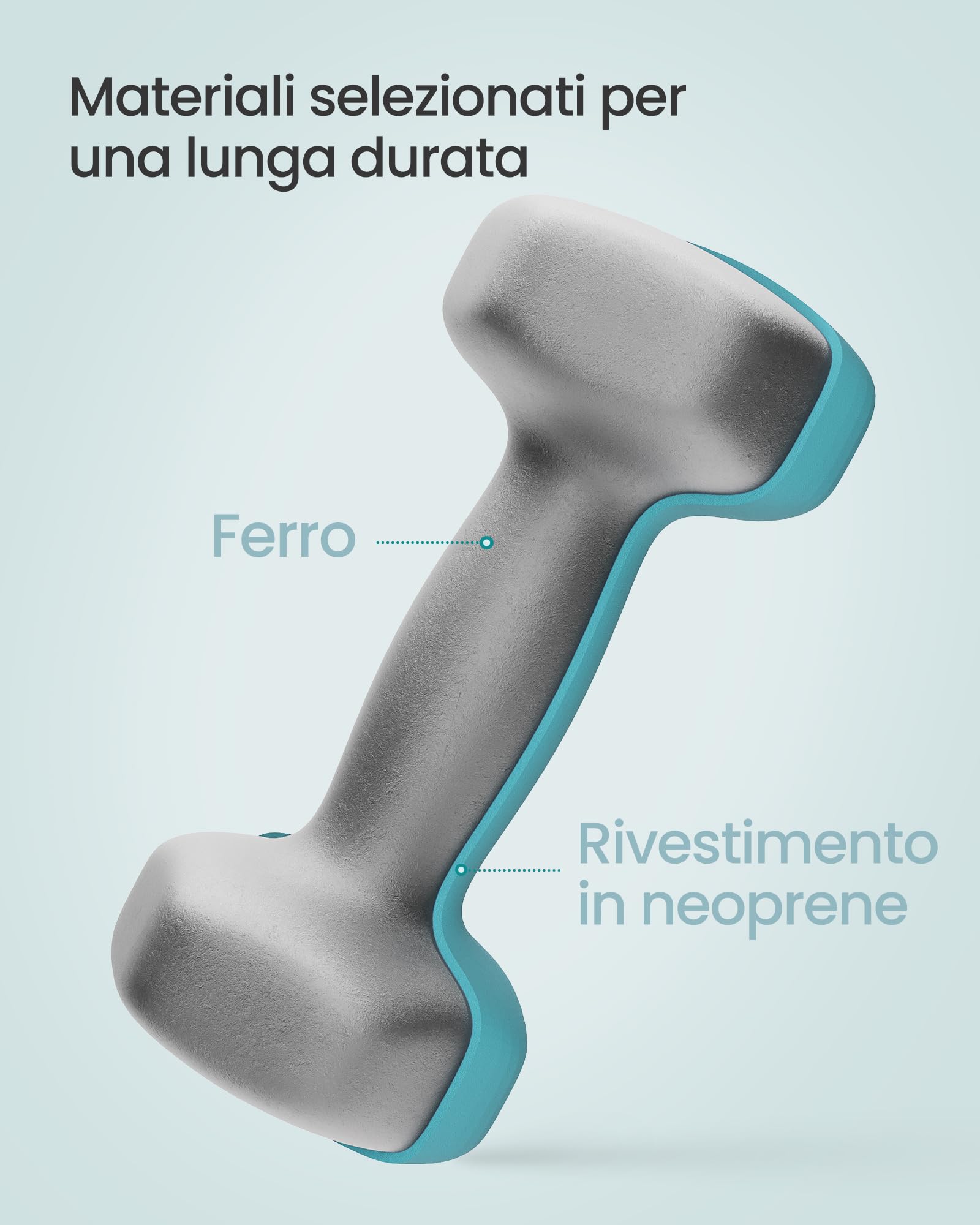 SONGMICS Set manubrio, 3 paia, 2 x 1 kg, 2 x 2 kg, 2 x 3 kg, supporto portaoggetti, palestra, sollevamento pesi, rivestimento in neoprene antiscivolo