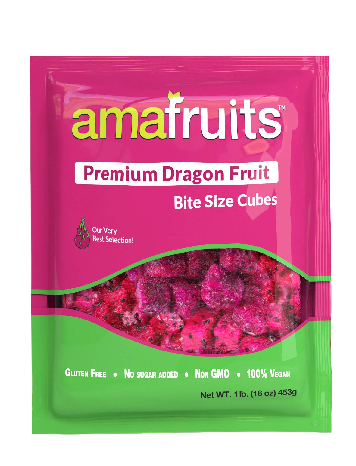 Buy Amafruits Dragon Fruit (Pitaya) Bite Size Cubes 16oz bag, 5 bag