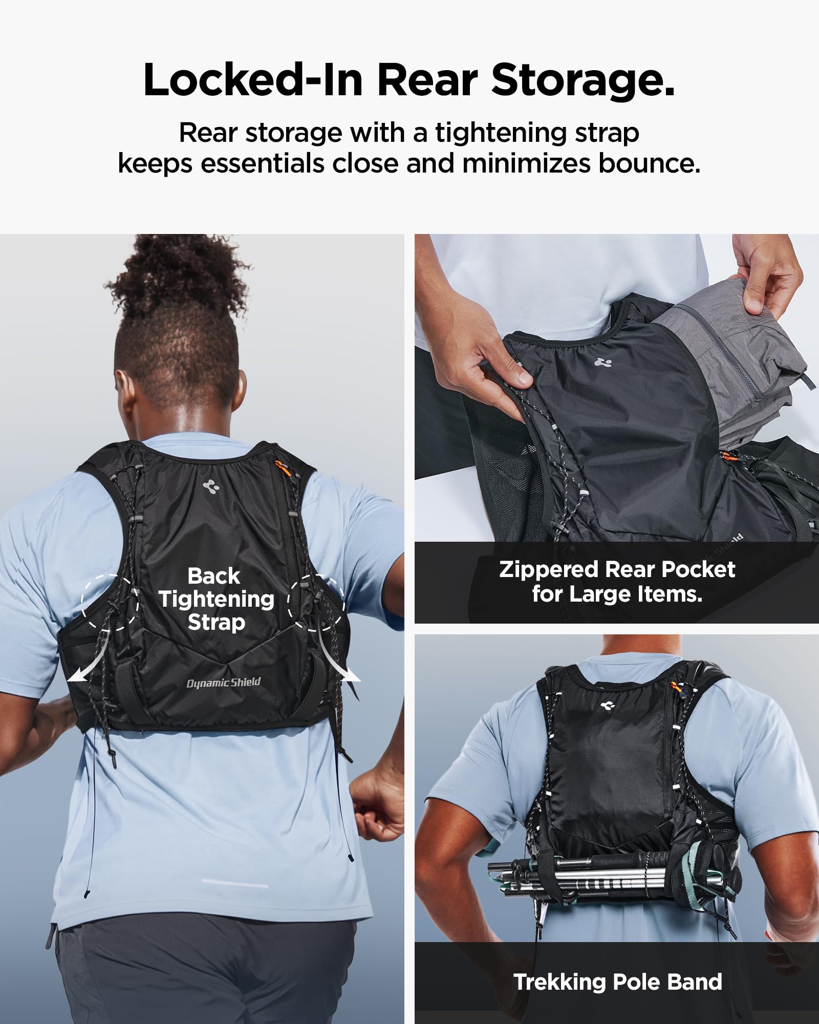 Spigen Gilet Running 5L con Flask 500ml, Supporto Smartphone, Vestibilità Regolabile M/L Active Black