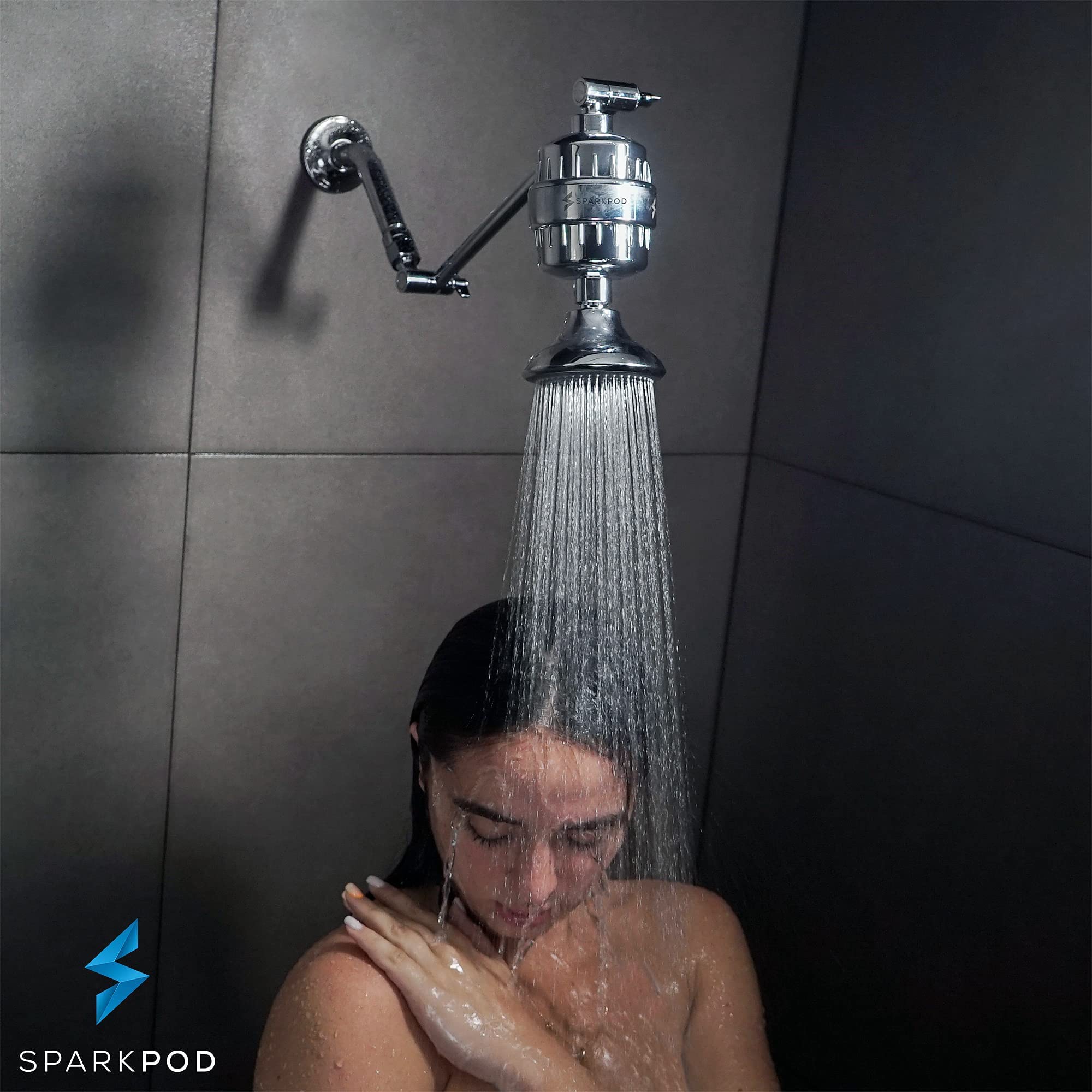SparkPod High Pressure Shower Head with Filters Rejuvenates Skin and