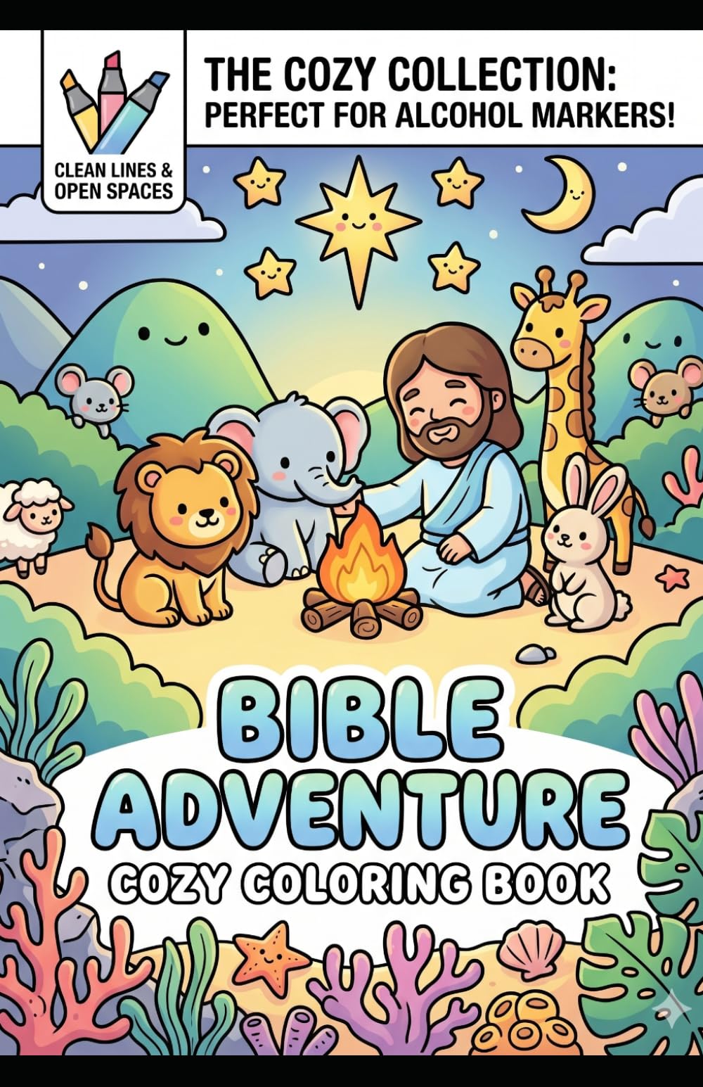 Bible Adventure - Vol. 1: Cozy Moments: Bold and Easy Coloring Book with 15 Inspiring Scenes for All Ages (Bible Adventure Series)