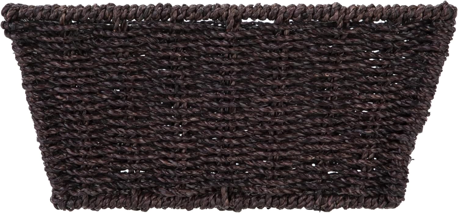Handwoven Espresso Seagrass Rectangular Storage Basket – Natural Material, Rich Tone (6-Pack)