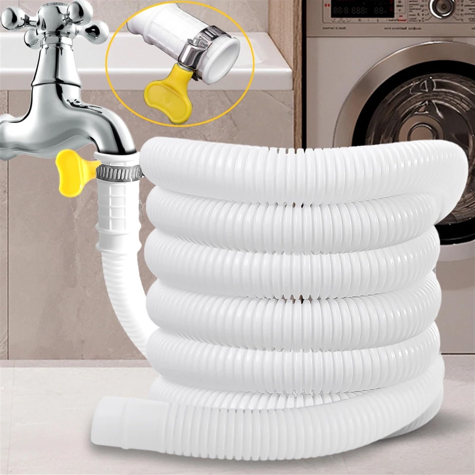 Ablaufschlauch für Waschmaschine, 2 m, Kunststoff, Verlängerungsrohr für Klimaanlage, Wasserhahn, langlebig, Sanitärschlauch, universelle Passform für Wäsche, einfache Installation