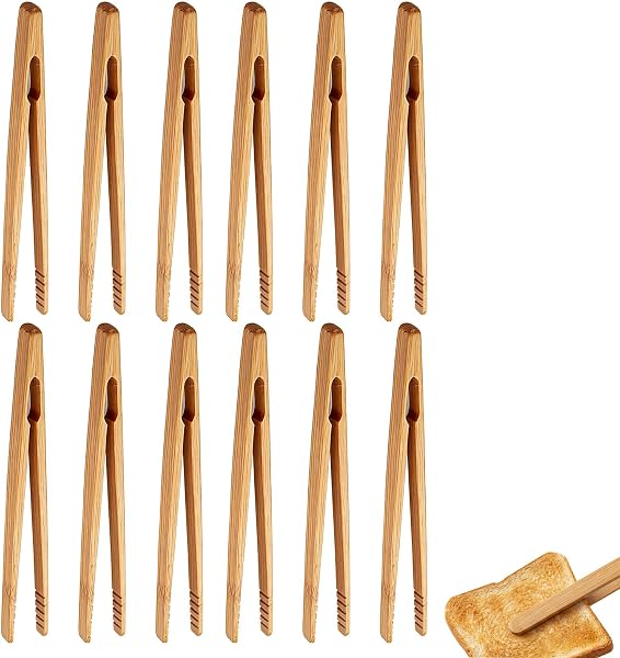 XiDeShop pinzas de bambú para pan, 12 uds, 18cm – Imagen 1