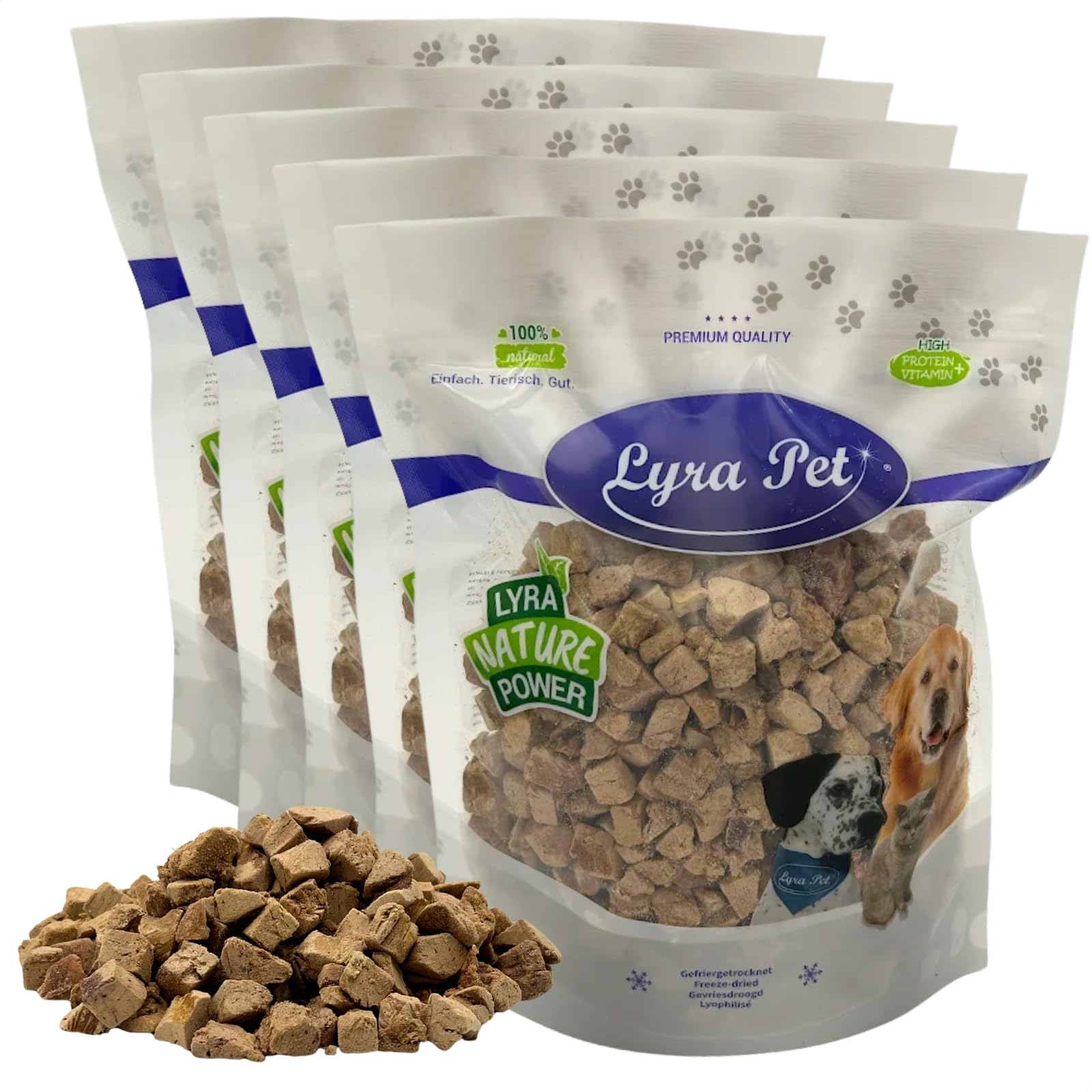 Lyra Pet® 1 kg (5x200g) Entenleberwürfel gefriergetrocknet Hund & Katze | Snack aus Ente für Hunde & Katzen - Getreidefreies & fettarmes Leckerli - Auch für Kitten, Welpen & Senioren - Proteinreich