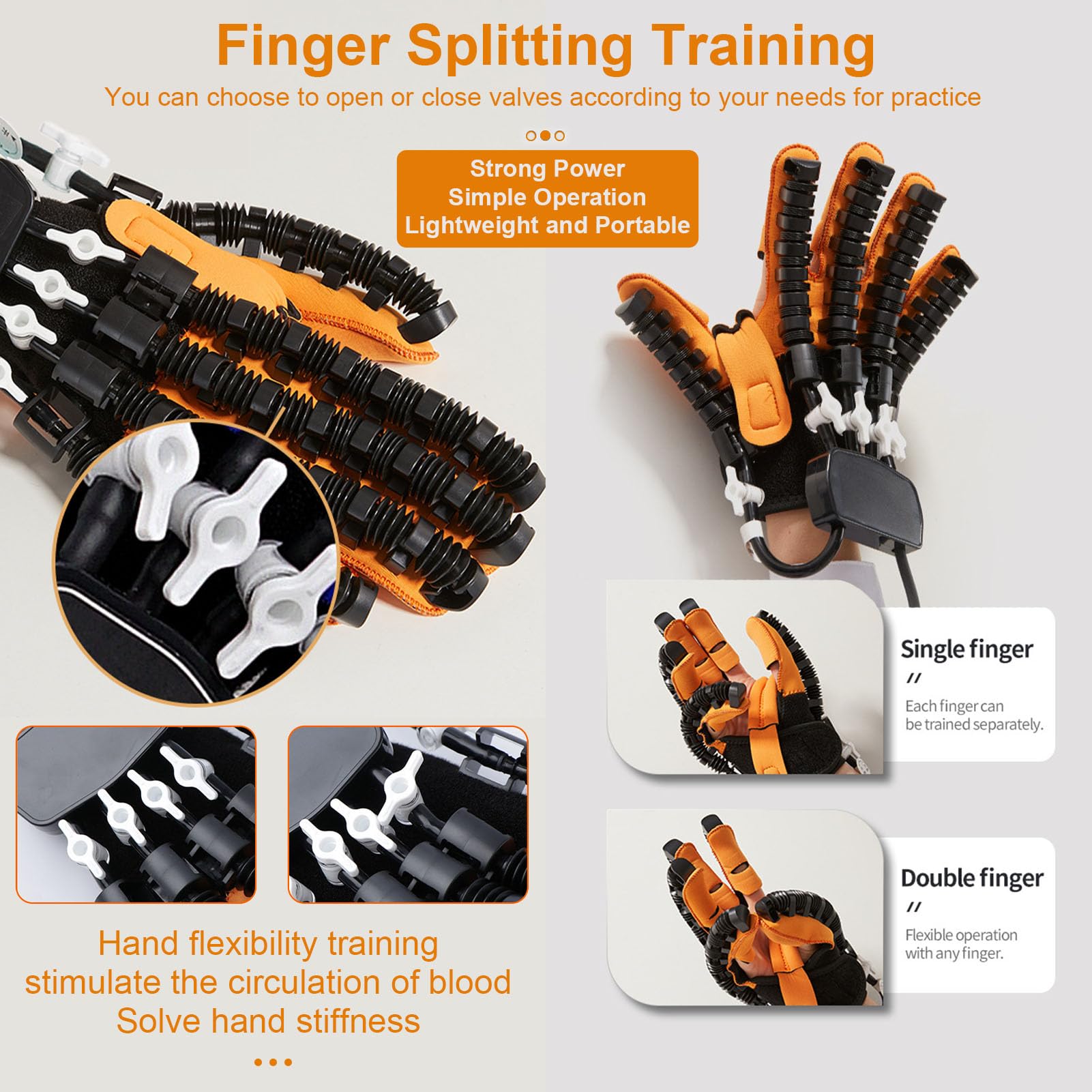 Guante Rehabilitación Robot, Guantes Rehabilitación Dedos Ictus, Dispositivo Recuperación Función Mano, Equipo Recuperación para Aliviar Rigidez Mano a Largo Plazo Left S
