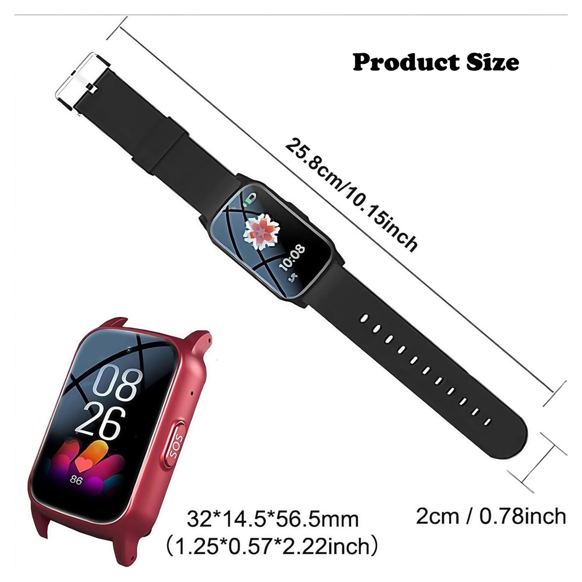 Montre Connectée Antichute for Seniors, GPS Et Alerte Sos, Appels Vidéo HD 4G, Moniteur D'activité Étanche, Montre de Sécurité for Personnes Âgées Atteintes de Démence/Alzheimer(Red)