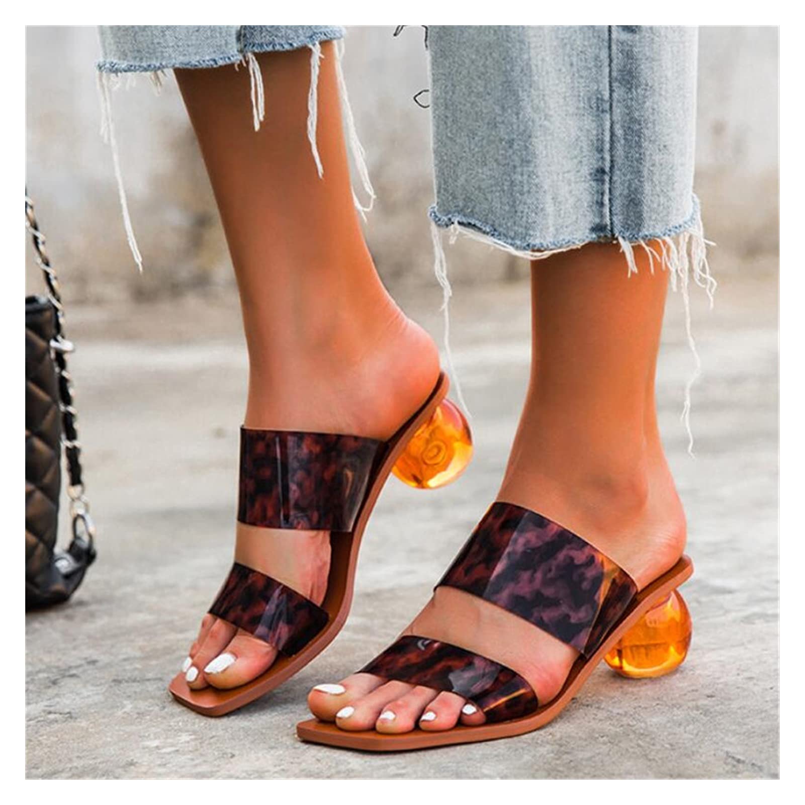 clear leopard sandals