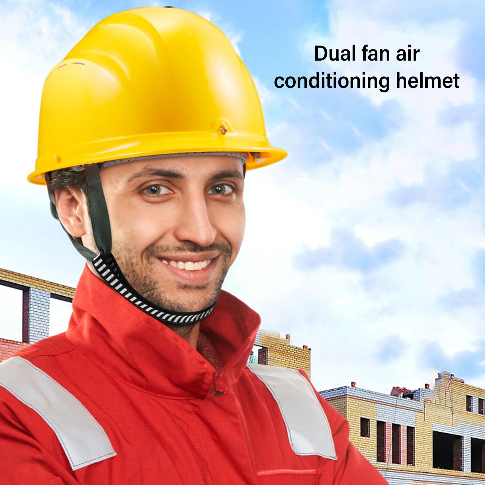 Casco de Seguridad con Ventilador de Refrigeración, Recargable, Extraíble, 7000mAh, con Faro, Casco de Seguridad para Transporte de Construcción