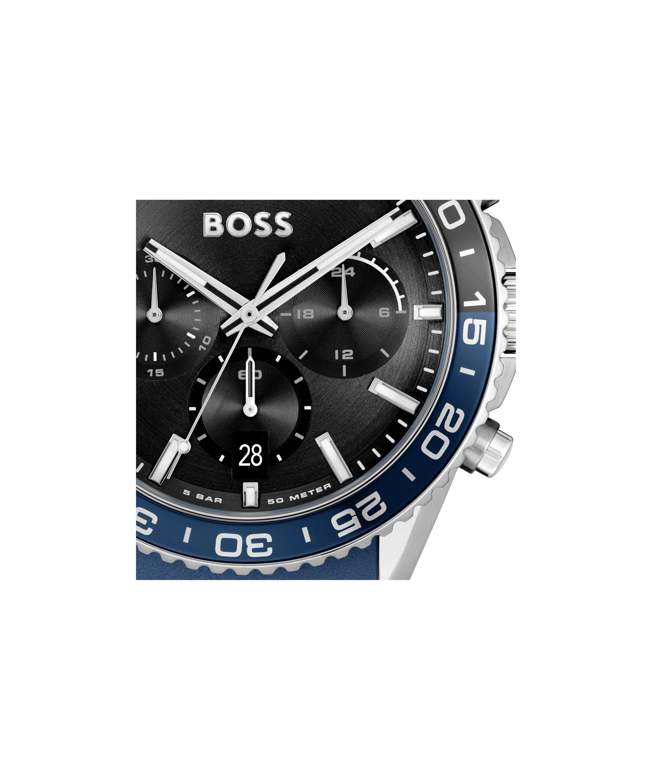 BOSS Chronograf Zegarek Kwarcowy dla Mężczyzn Runner Chrono LE Kolekcja z Niebieską Silikonową Bransoletką - 1514245