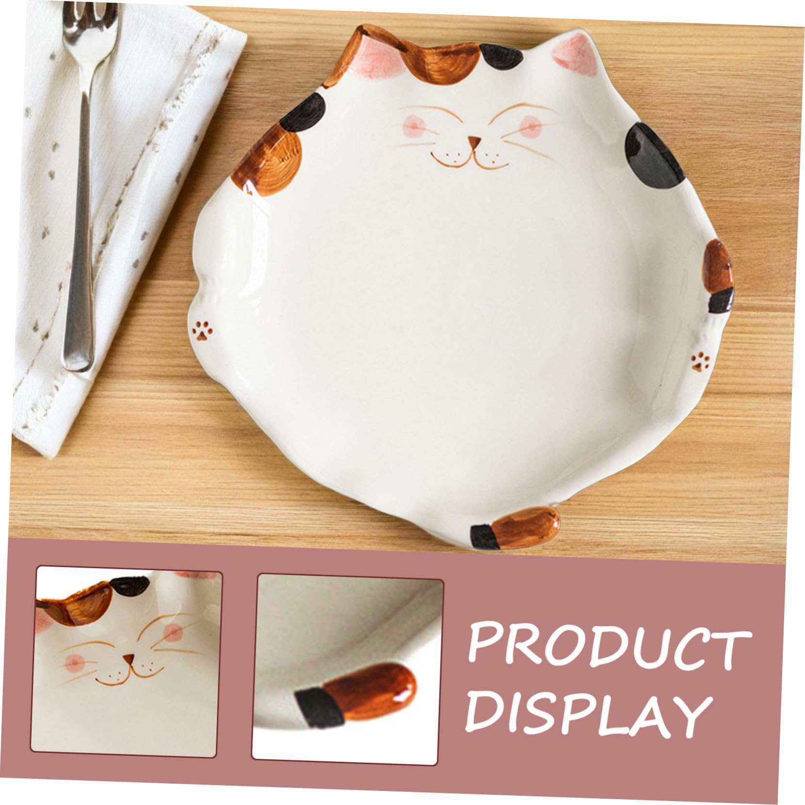 Healeved Piatti in Ceramica a Forma di Gatto Bianco Robusti e Sicuri per Antipasti e Dessert, per Famiglia e Feste Design Semplice e Delicato