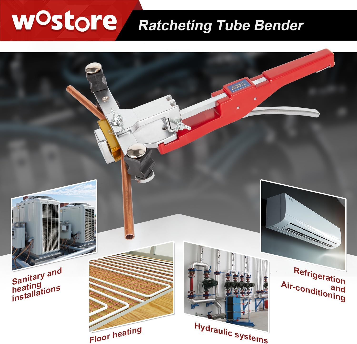 Wostore Rohrbieger Rohrbiegemaschine von Kupferrohre und Bremsleitungen manuell mit Rohrschneider Entgrater für Klimaanlage Biegezange Bremsleitung Biegewerkzeug 1/4"- 7/8" bis 90 Winkel