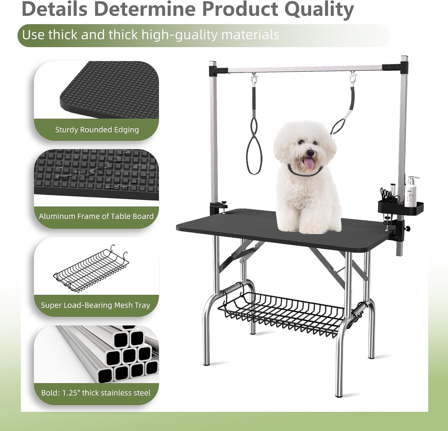 36'' Blue Foldable Dog Grooming Table with Iron Frame and Mesh Tray