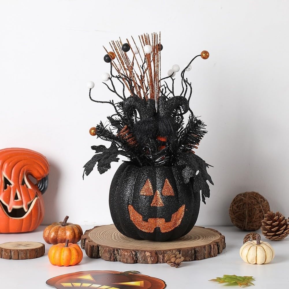 Calabaza Negra Halloween 38cm Plástico Realista Calabaza Negra