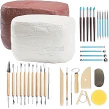 ReArt Natural Air-Dry Clay, Baking Clay, Low Fire Pottery Clay with 40 Pcs Pottery Tools White and Terra Cotta