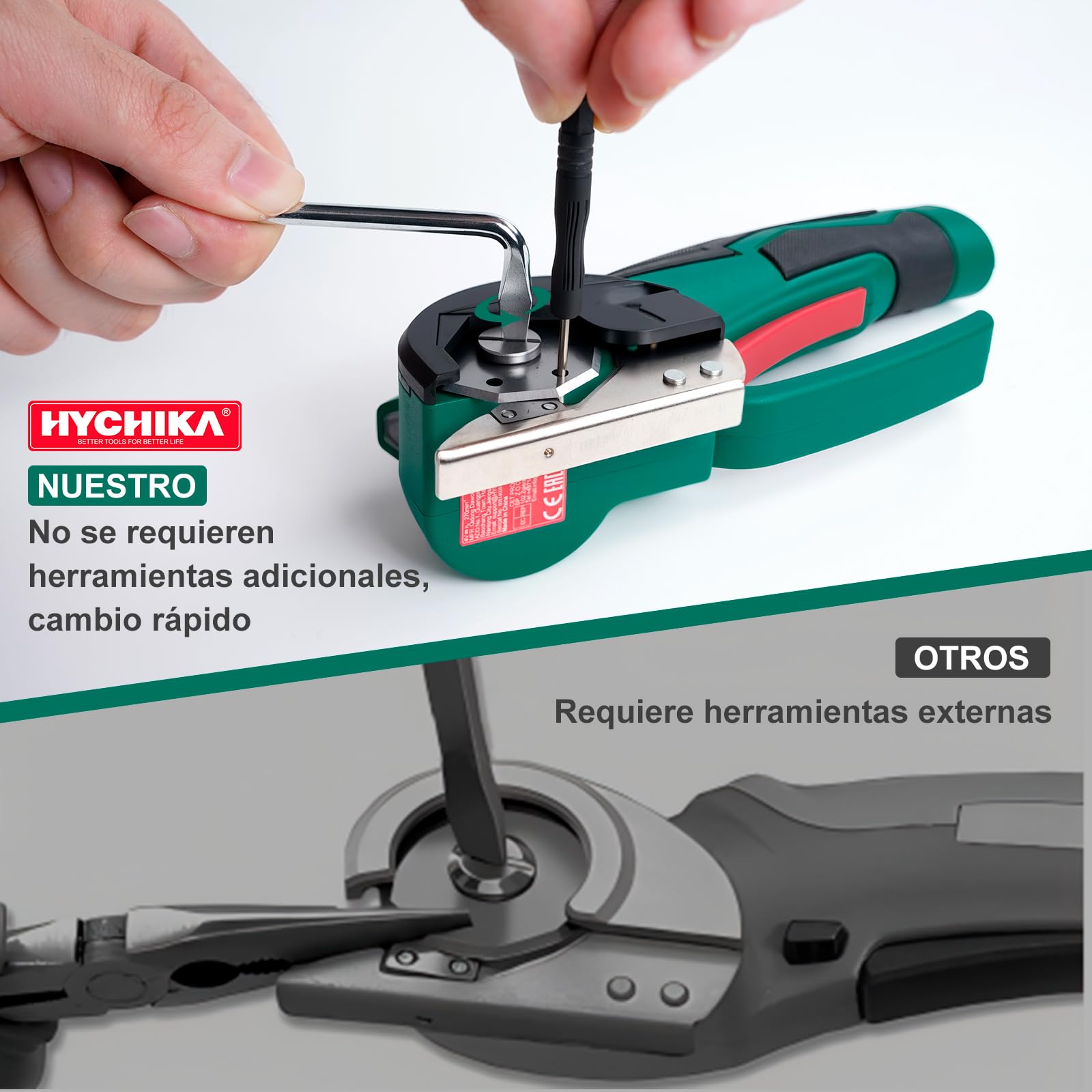 HYCHIKA Tijera Electrica Inalámbricas 4V, Cúter Rotativo Eléctrico 300 RPM, Tijeras Eléctricas con 2 Cuchillas y LED para Tela, Costura, Cuero, Alfombra, Cartón y Plástico