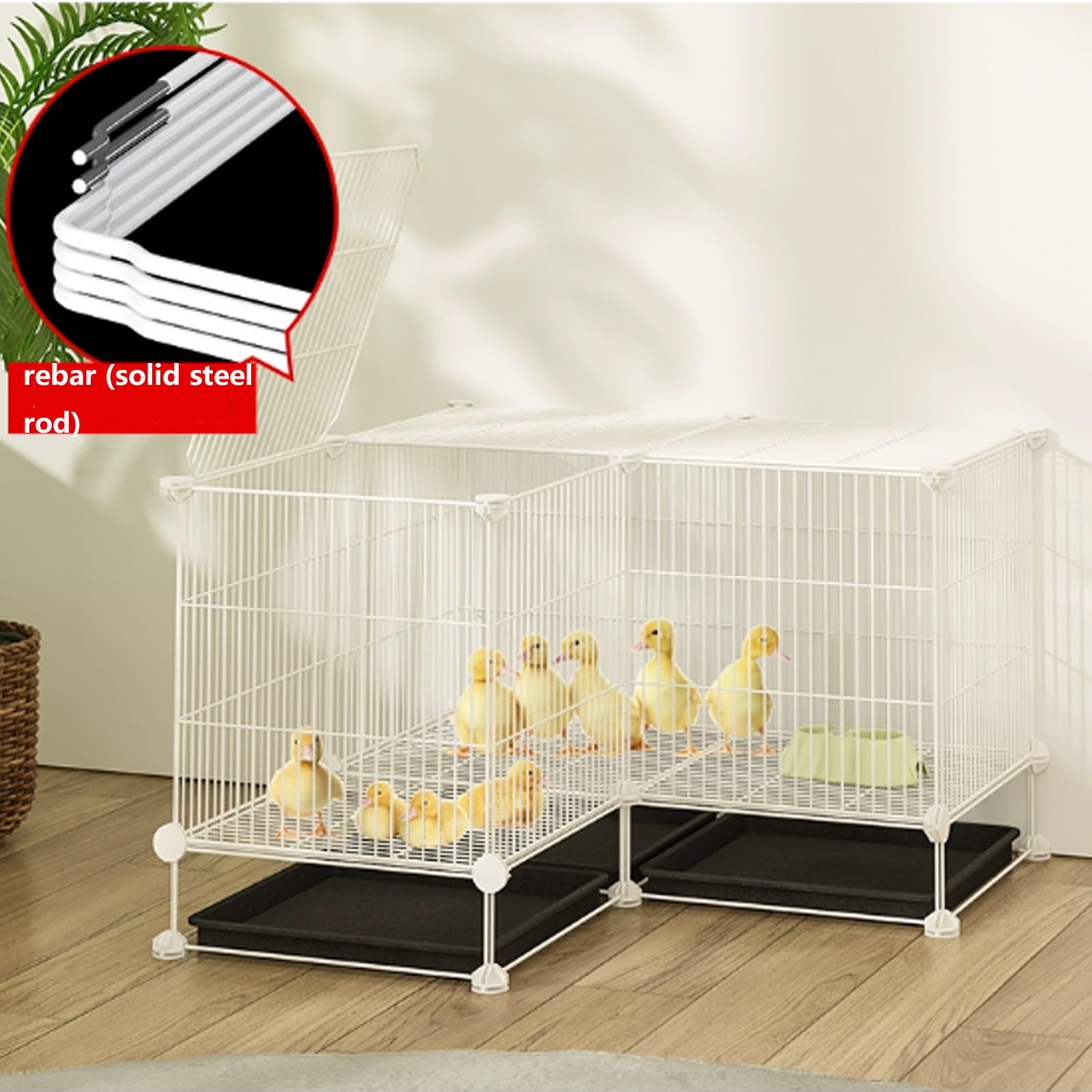 Jaula Para Aves De Corral, Jaula Grande Para Pollos, Para Exterior/Interior, Con Bandeja Para Desechos, Gallineros Y Jaulas Para Animales Pequeños, Ideal Para Aves, Pollo(Black-75*75*48CM)