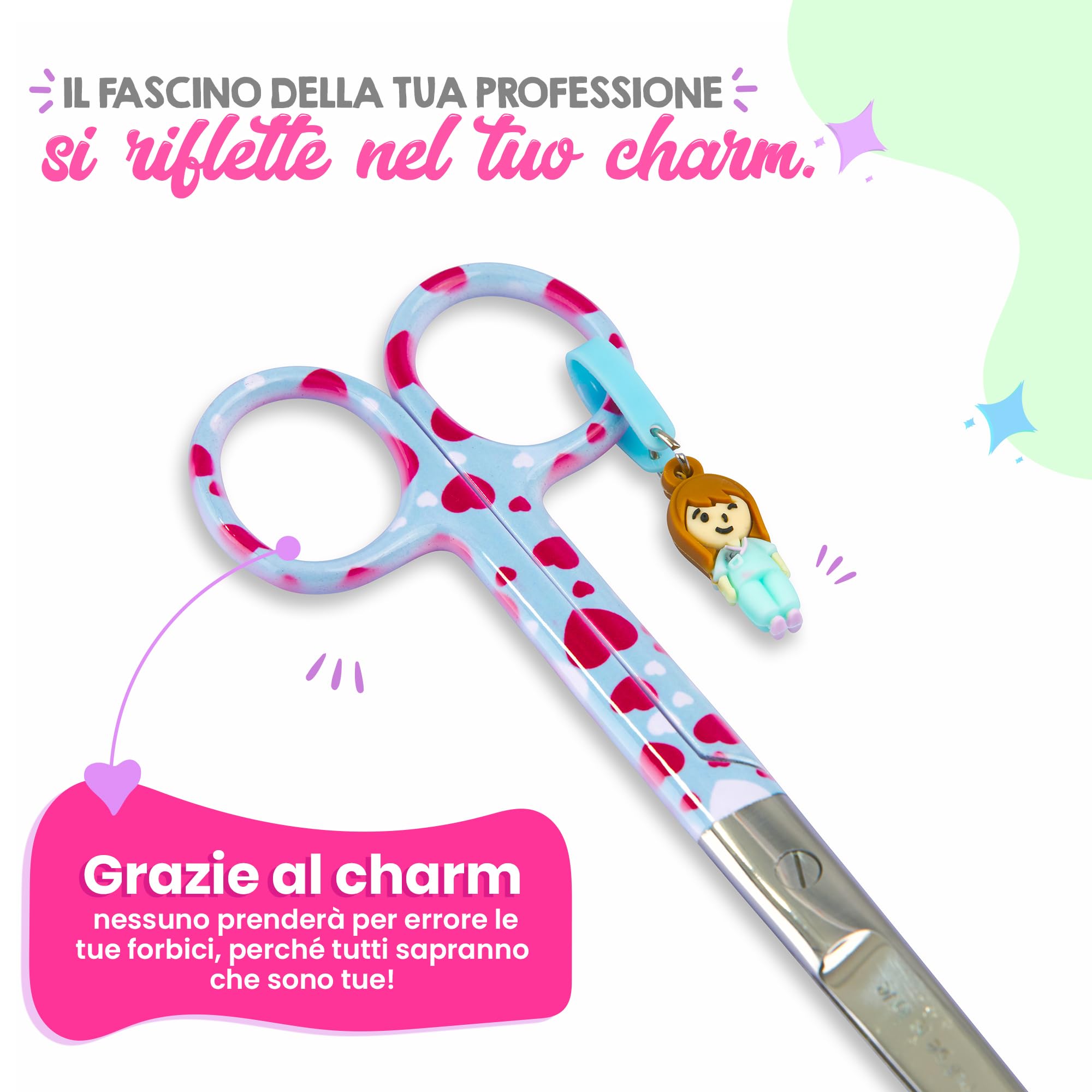 Nurse is Love Forbici Punta Arrotondata per Bende - Forbici di Pronto Soccorso | Kit Pronto Soccorso | Acciaio Inossidabile | Design Esclusivo con Charm - G Hearts