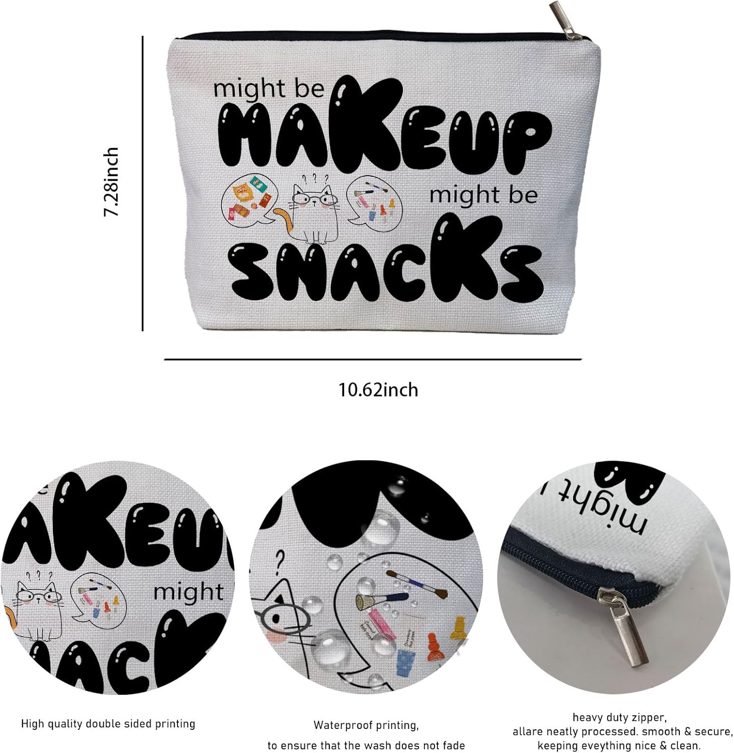 Funny Travel Makeup Bag, Reusable Snack Bags, Friendship Gifts for Women, Sister, Bestie, Coworker Female, Small Cosmetic Bag Pouch - Image 2
