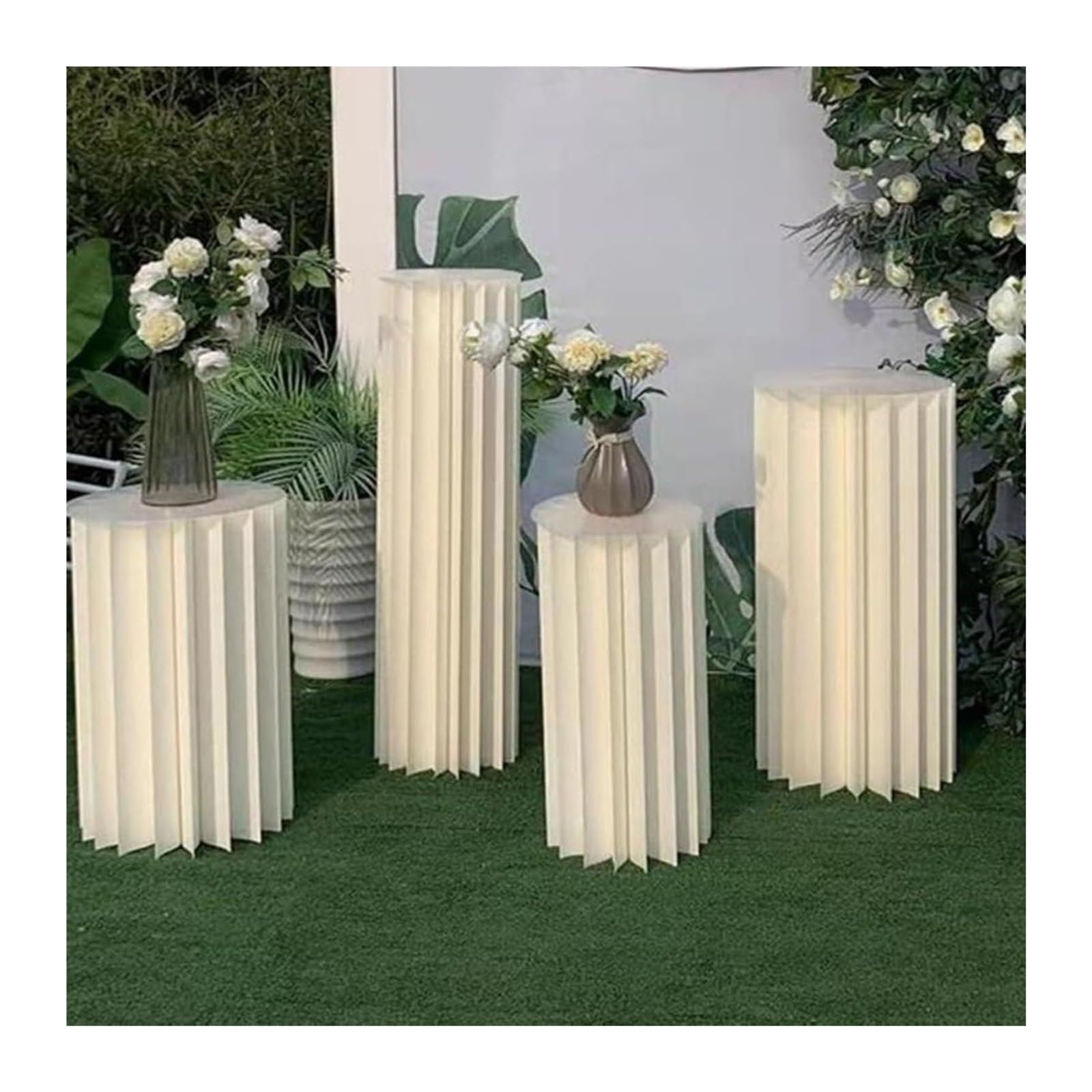Składany okrągły stojak z kolumnami tektury, cylindryczne stoły na imprezy, urodziny, wesela, ekspozycja(4pcs,Diameter 50cm)