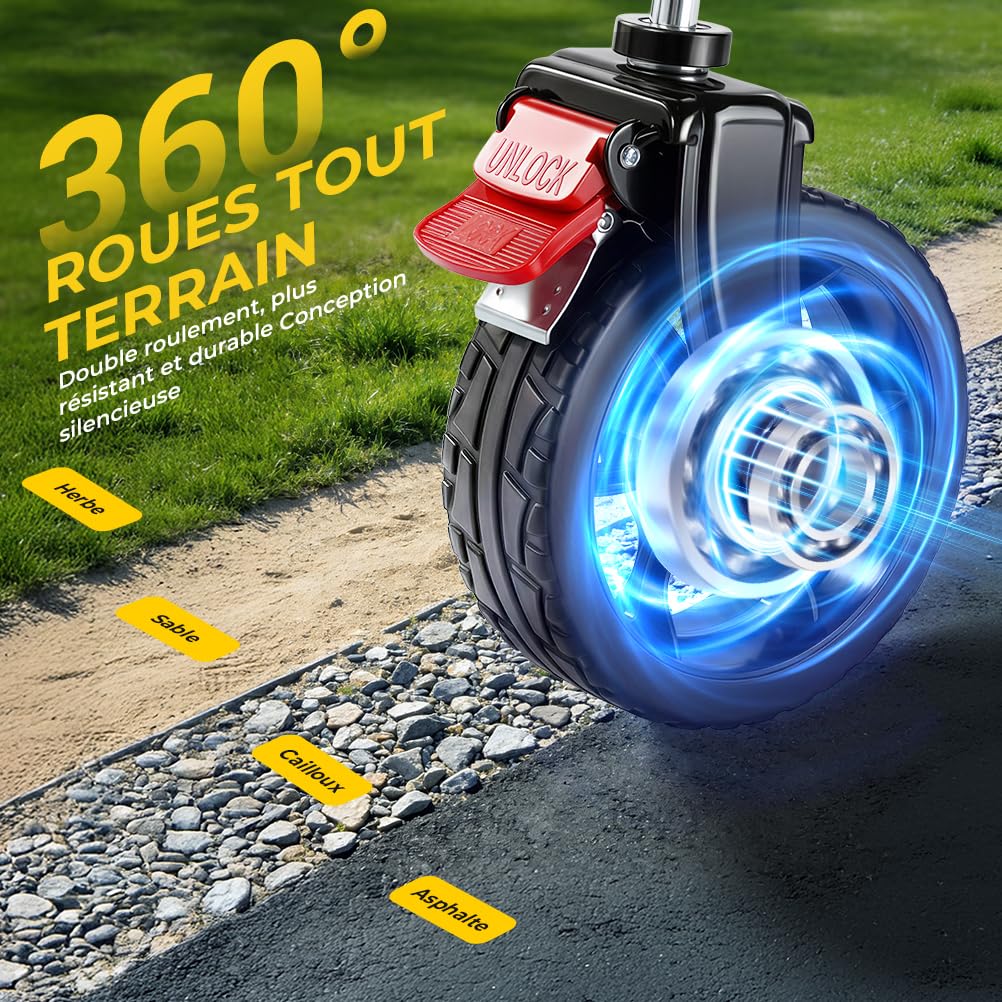 Chariot Pliable Tout Terrain 300L 230KG, Chariot de Plage à roulettes avec Freins, Toile Amovible, Grand Volume XXXL pour Camping, Jardin, Pêche, Transport, Pique-Nique