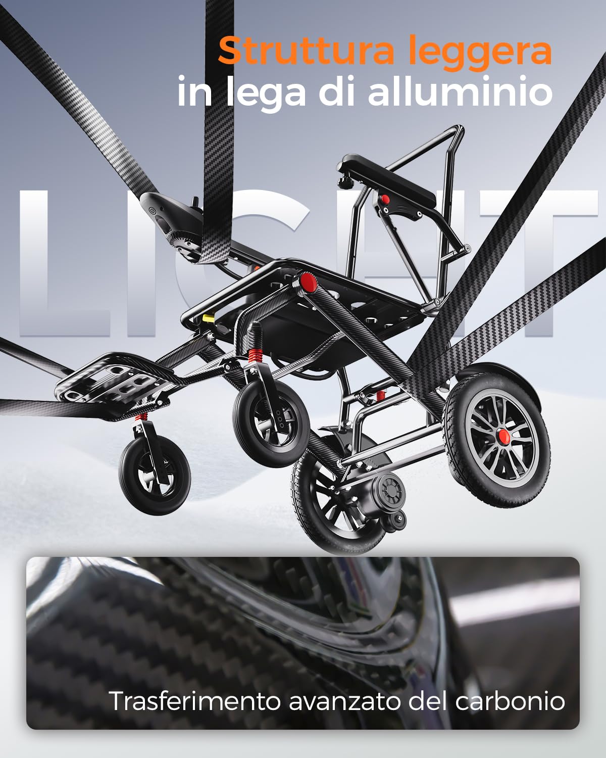 HomyKing Sedia a Rotelle Pieghevole Leggera per Anziani, Elettrica Carrozzina per Disabili, Monopattini Elettrico Adulti, Durata di 25KM Motore di 500W Scooter Elettrici Batteria al litio da 20Ah
