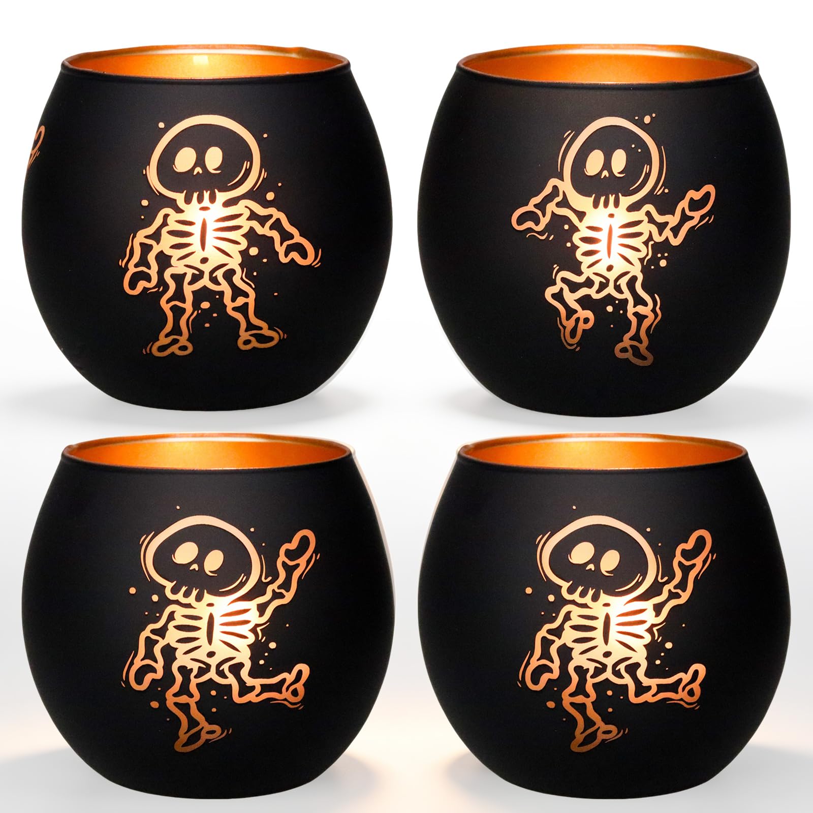 Halloween Candle Holders Skull Votive Tealight Holder 4PCS