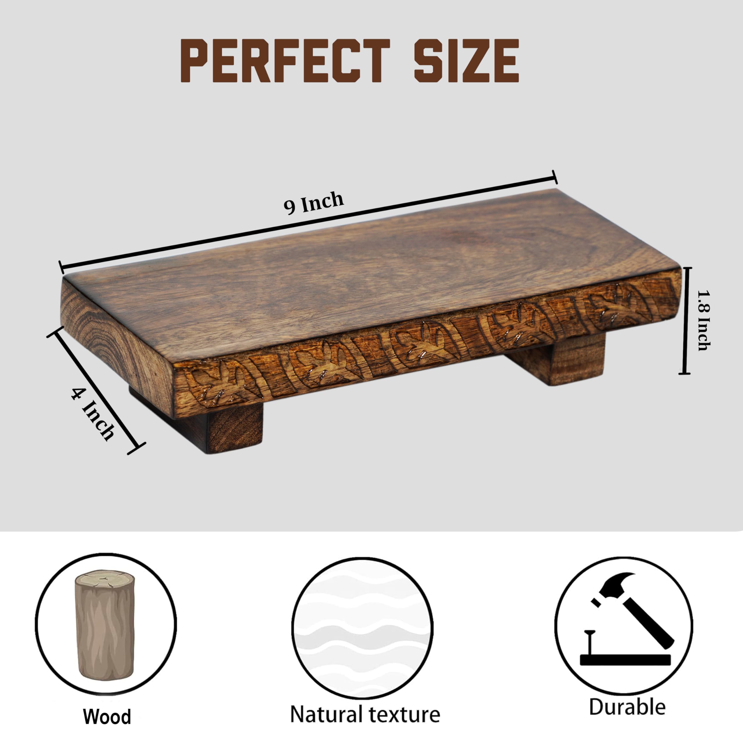 Supporto a piedistallo in legno, elegante vassoio da bagno in legno, vassoio decorativo per casale, organizer per bancone del bagno e portasapone per decorazione della cucina (noce anticato)