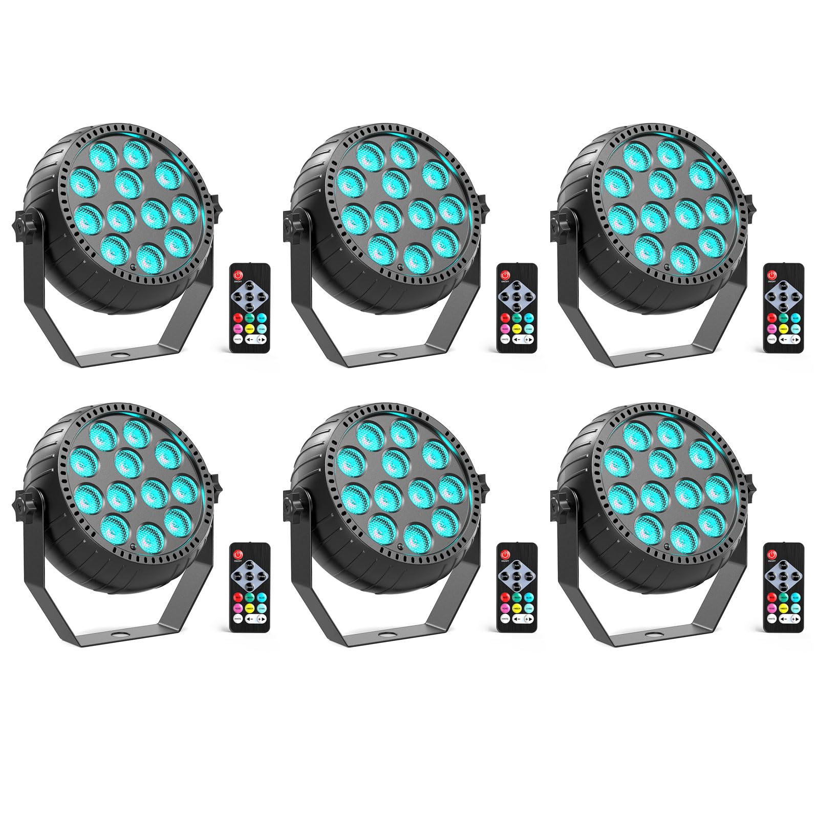 RGB LED Par Light - 15W Sound Activated Stage Light with Remote Control, 2200mAh Battery, Auto Mode, Perfect for Parties, Performances, and Gatherings(6 Pack)