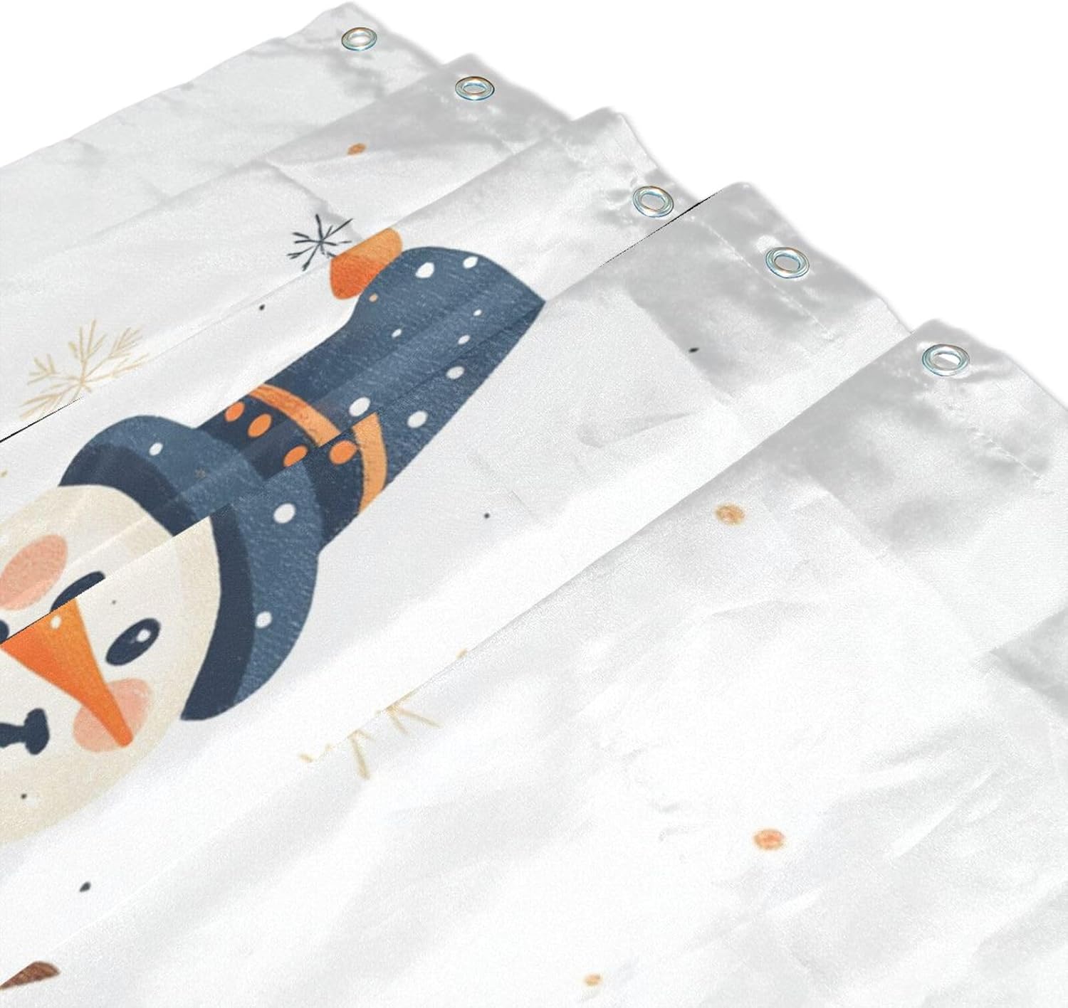66x72 Inch Water Resistant Curtains Bathroom with Hook Christmas Cute Snowman Polyester Curtain Washable Material Shower Liner for Bath