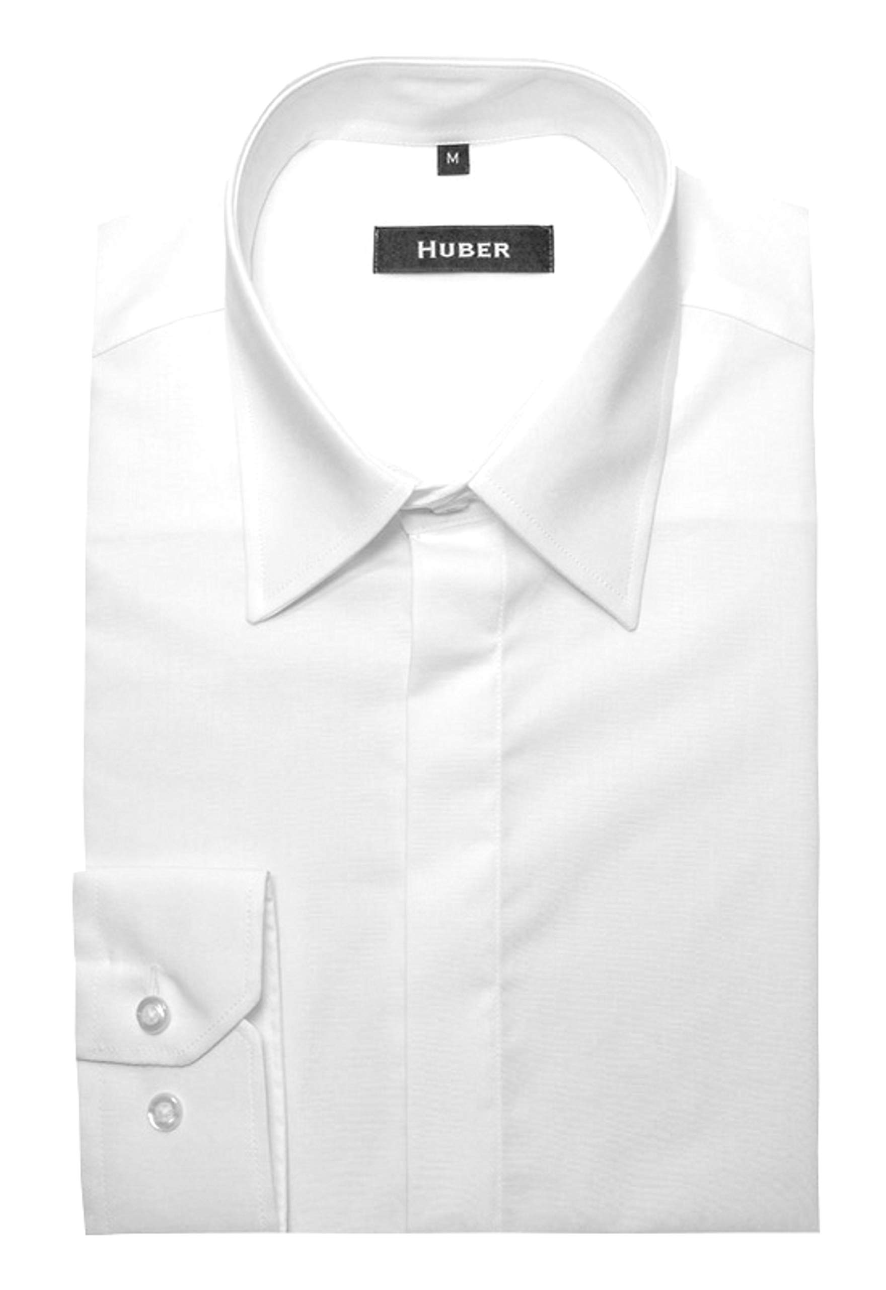 HUBER Hemd weiß Langarm verdeckte Knopfleiste Regular HU-9081