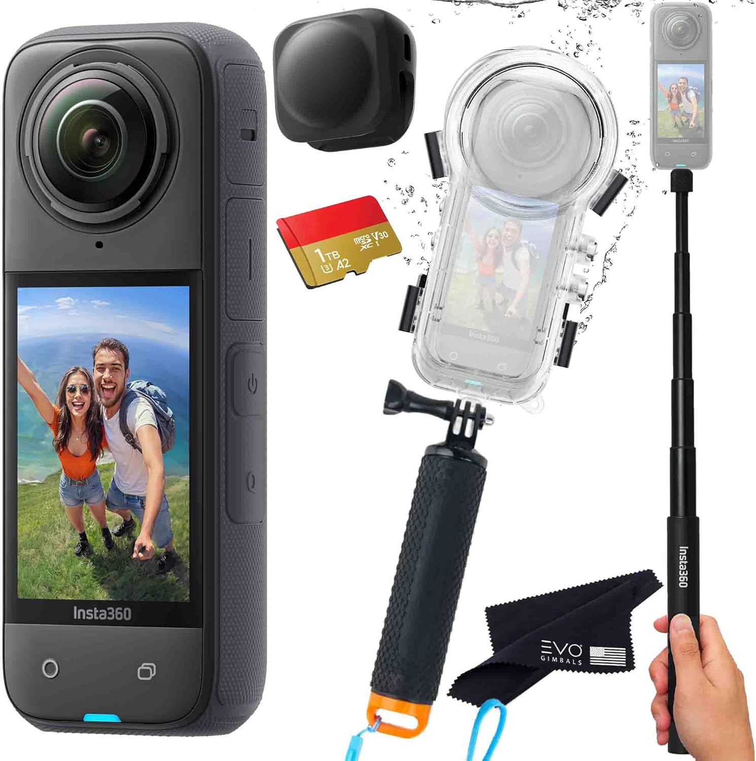 insta360 X4 Dive Bundle- Waterproof 360 Action Camera with 1/2″ 48MP Sensors, 8K 360 HDR Video, 72MP 360 Photo |Bundle Includes Selfie Stick, Floating Grip& Memory Card (1TB)