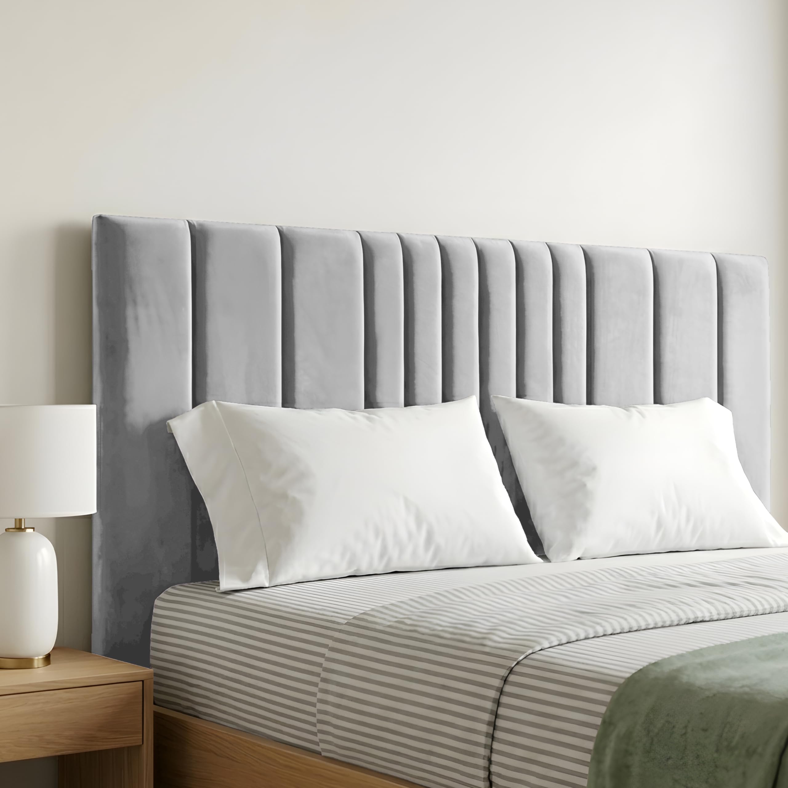 BEDELUNA Headboards for Bed - 24” Manhattan Plush Fabric Headboard - Elegant Divan Bed Thick Padding Bed Headboards, Luxury Bedroom & Hotel Furniture