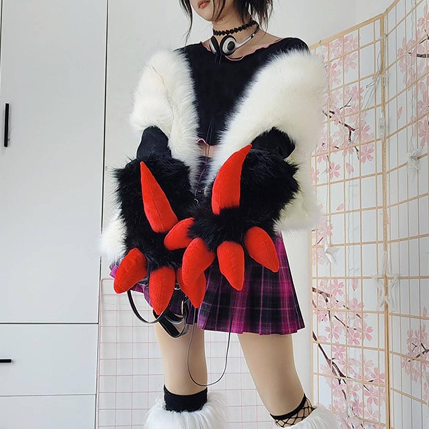 Dragon Paw Glove Cosers For Girls Halloween Cosplay Props Paw Fursuit Large Paw Glove For Masquerades