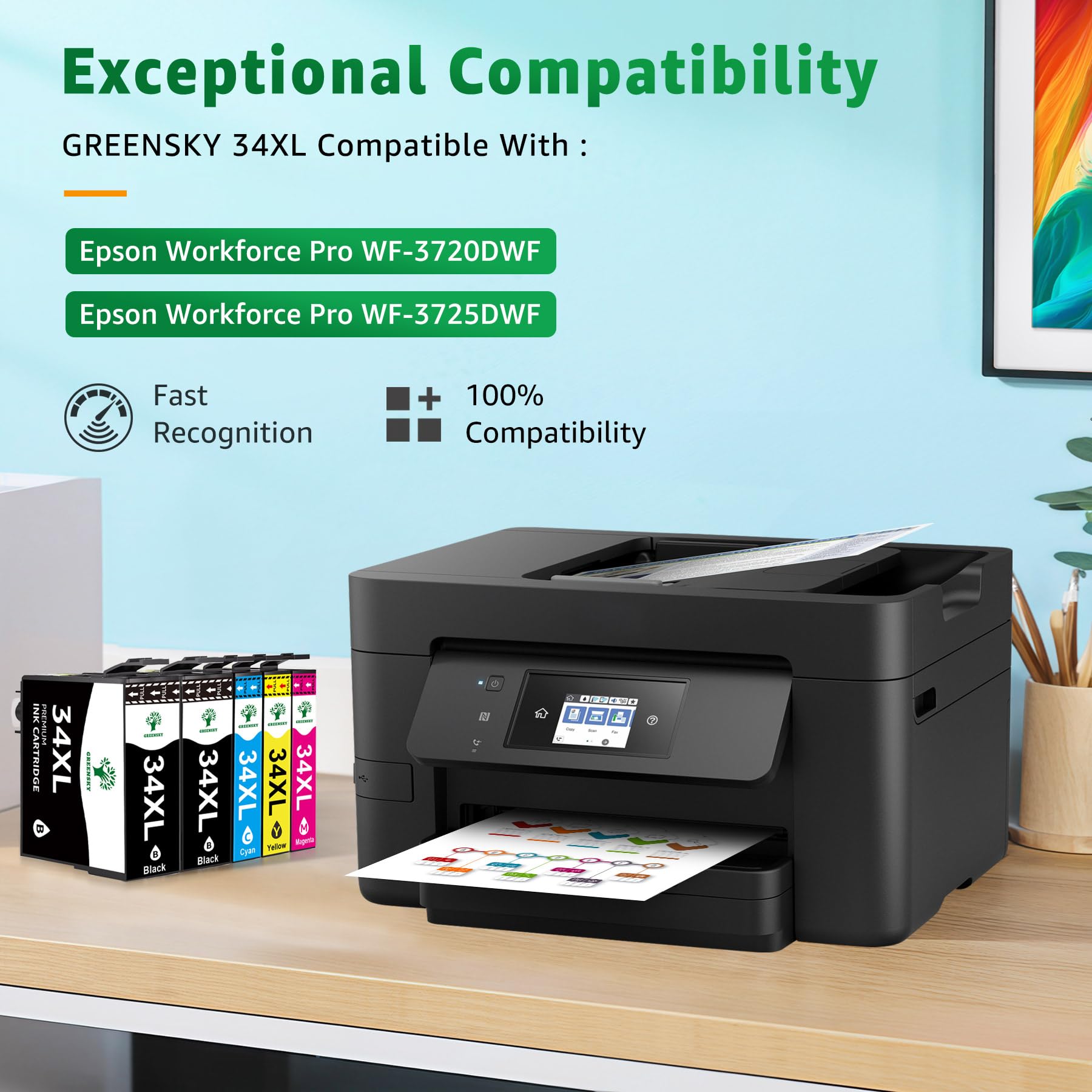 Nextpage 34XL Cartucce D'Inchiostro Nero – 4 Pezzi Ad Alta Resa Per Epson WorkForce Pro WF-3720 E WF-3725 - 6