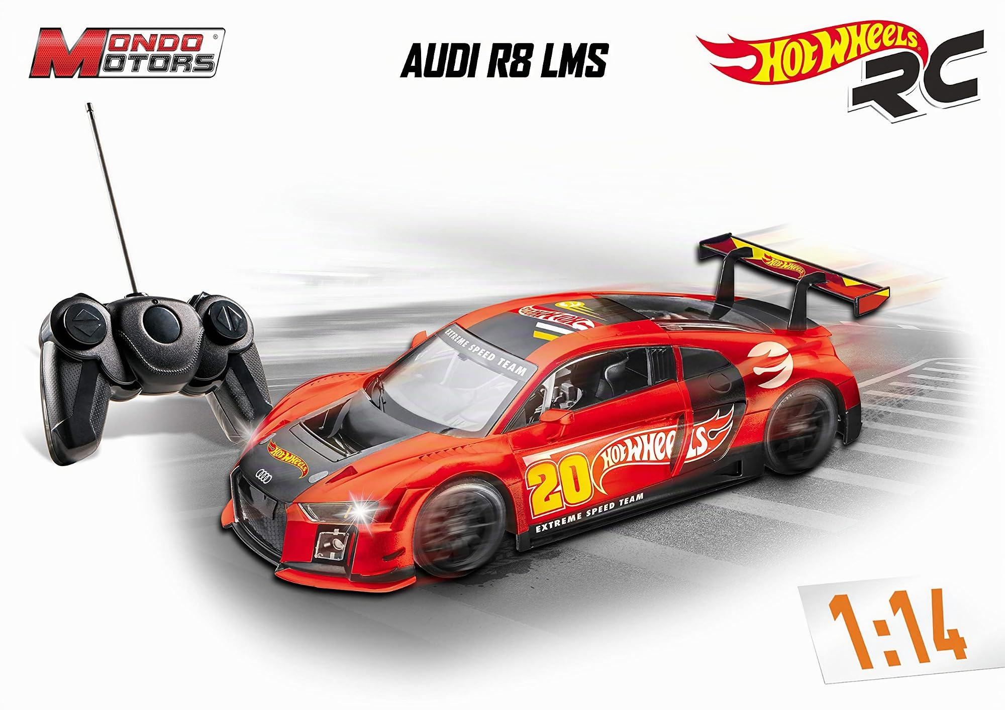 Mondo Motors - Hot Wheels Audi R8 LMS - macchina radiocomandata per bambini - Scala 1:14 - 63487