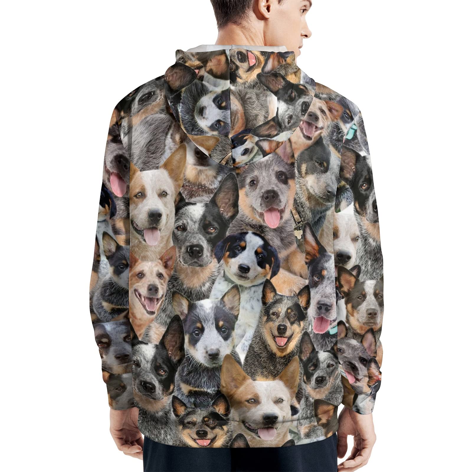 Cowcute Men Pullover Hoodies for Australian Cattle Dog Lover/Pet Dogs Dad/Owner, Mens Puppy Printed Hooded Sweatshirt Hoodie
