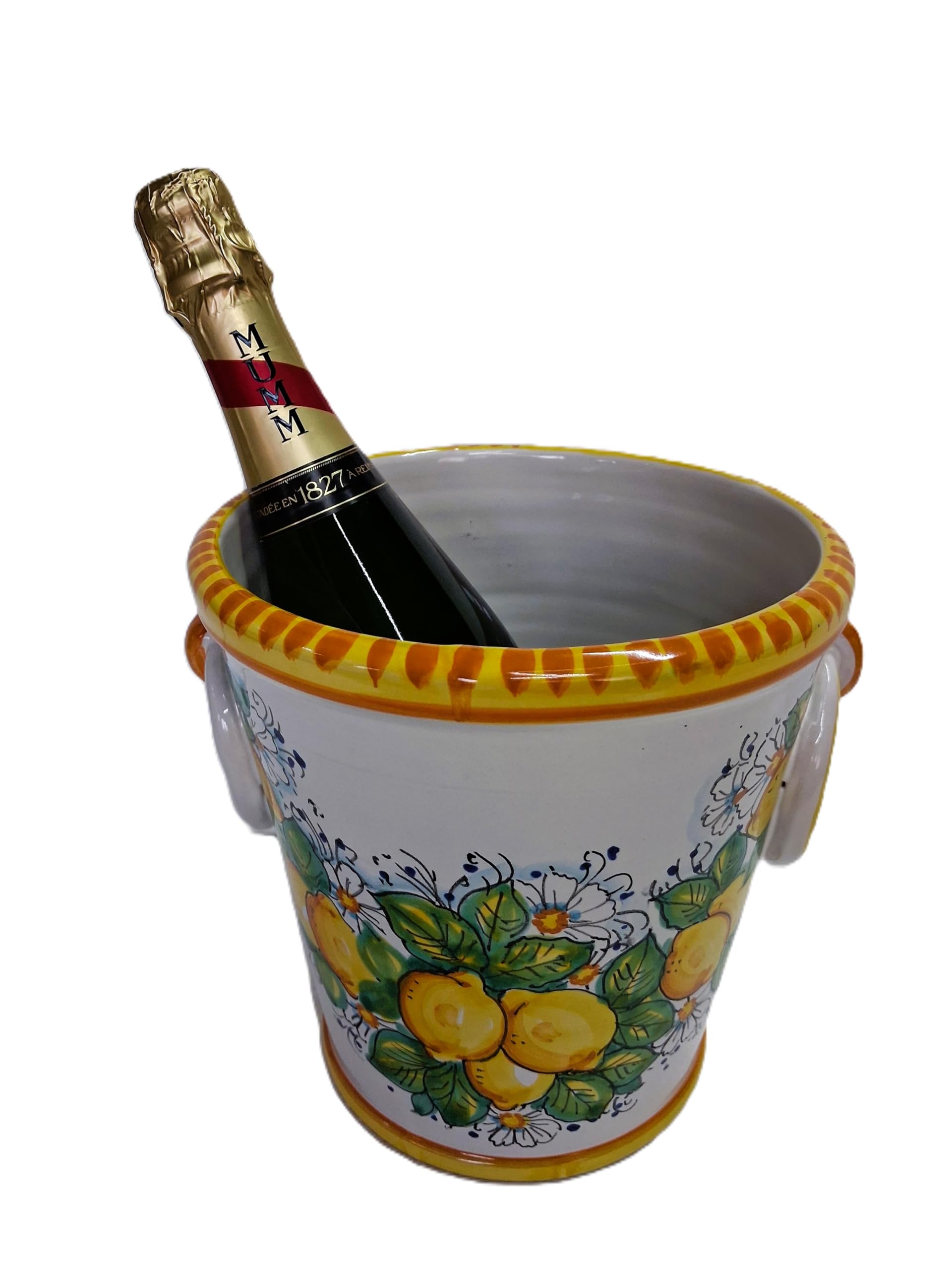 Centro Ardolino Secchiello porta ghiaccio champagne vino da tavolo in ceramica decori di Vietri per Hotel Ristoranti Bar Casa