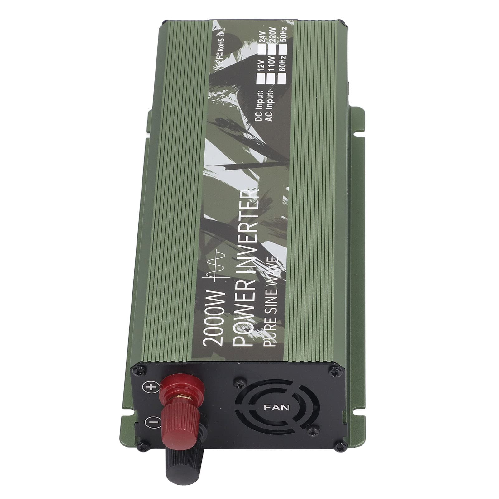 Garosa Przetwornica Napięcia Samochodu Czysta Fala Sinusoidalna Przetwornica Samochodowa 12 V na 220 V 2000 W Szczytowa Moc 800 W Rzeczywisty Stop Aluminium z Wentylatorem Chłodzącym USB 5 2 A do