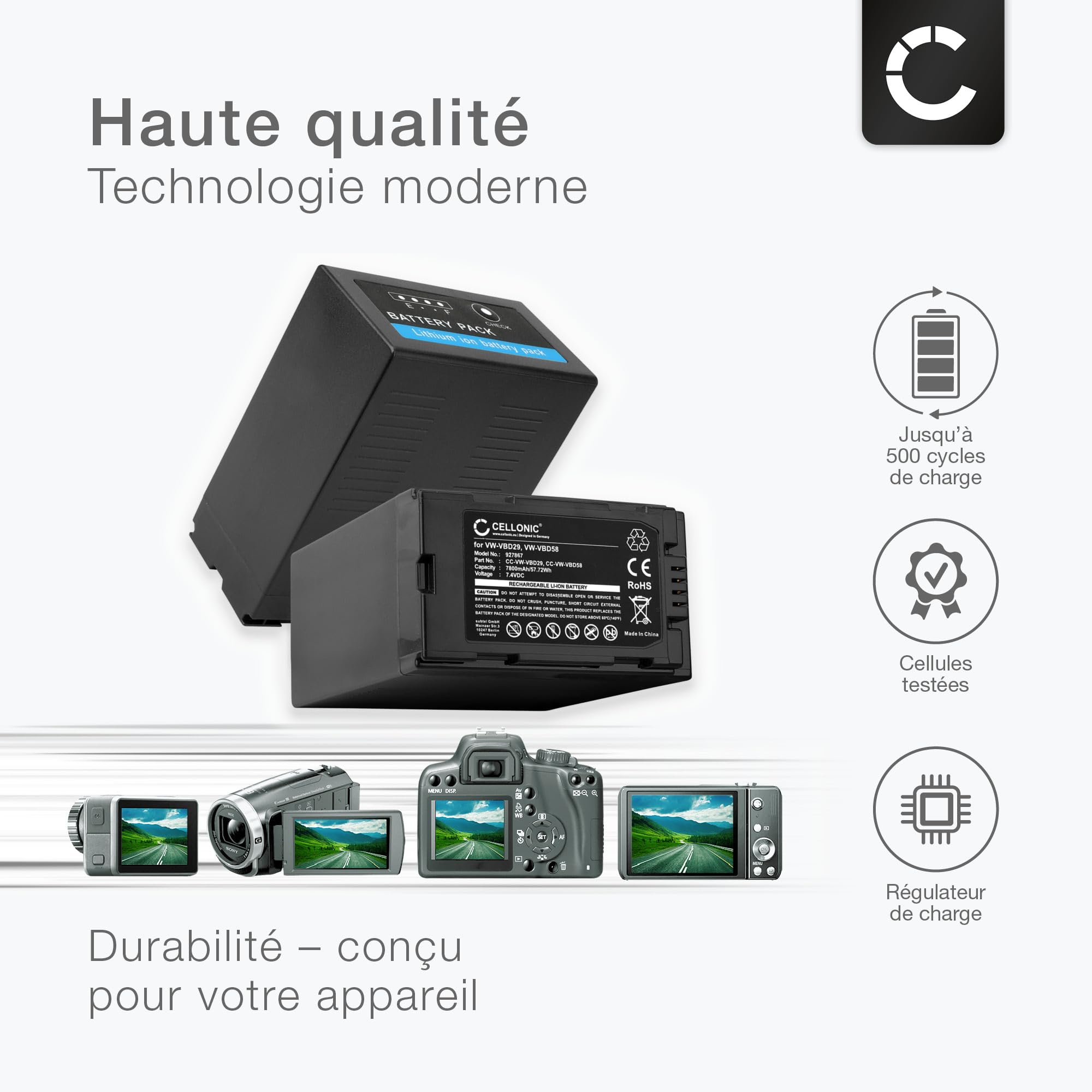 CELLONIC 2X Batterie Compatible avec Panasonic AG-3DA1, AJ-PX230, AG-VBR118