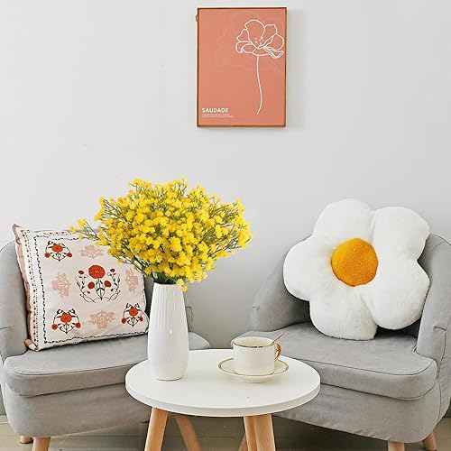 Miniatura 34 de N&T NIETING Babys Breath - Flores artificiales blancas, 10 ramos de gypsophila falsas de tacto real, arreglo de aliento de bebés para bodas