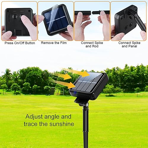 Miniatura 6 de YAOZHOU Guirnalda de luces solares de Navidad impermeables para exteriores, paquete de 2 unidades en total de 144 pies, 400 luces LED multicolor,