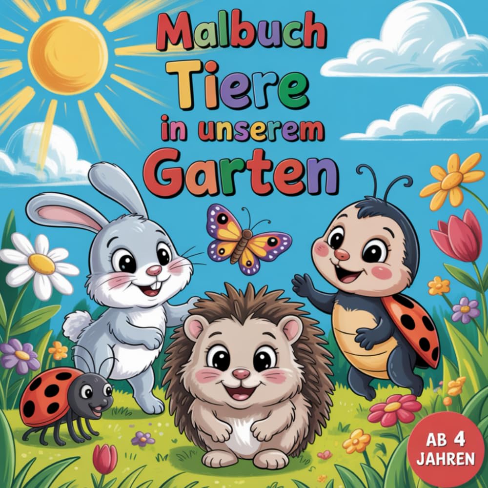 Malbuch Tiere in unserem Garten ab 4 Jahren mit 50 Ausmalbildern