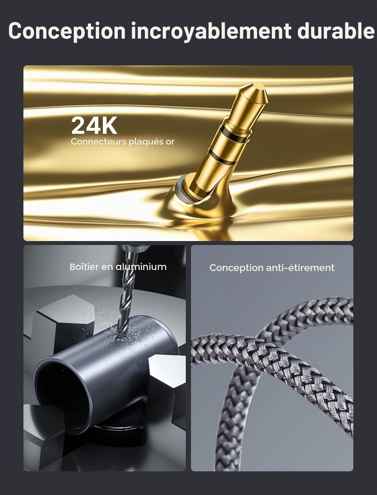 JSAUX Câble Cinch Jack Audio 3.5mm Mâle vers 2 RCA Mâle Câble RCA Jack Stéréo Compatible avec TV PC Téléphone Tablette Amplificateur Chaîne HiFi DVD Barre de Son Home Cinéma Autoradio Enceinte-2M