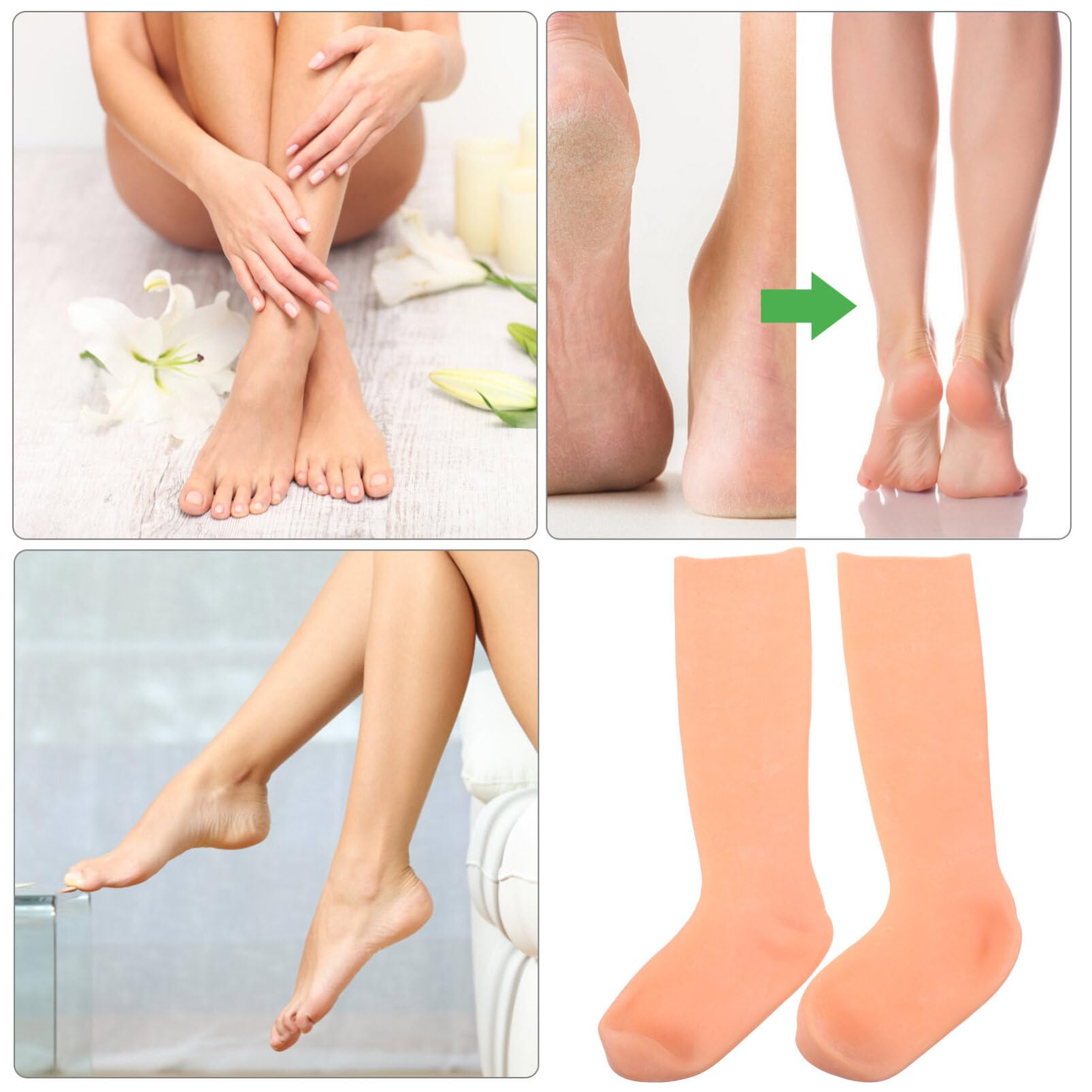 FOMIYES Calzini Idratanti Lunghi per Notte Calze Idratanti per Cura dei Piedi Secchi e Talloni Screpolati Calze Riutilizzabili Adatte Donne Uomini e Adulti